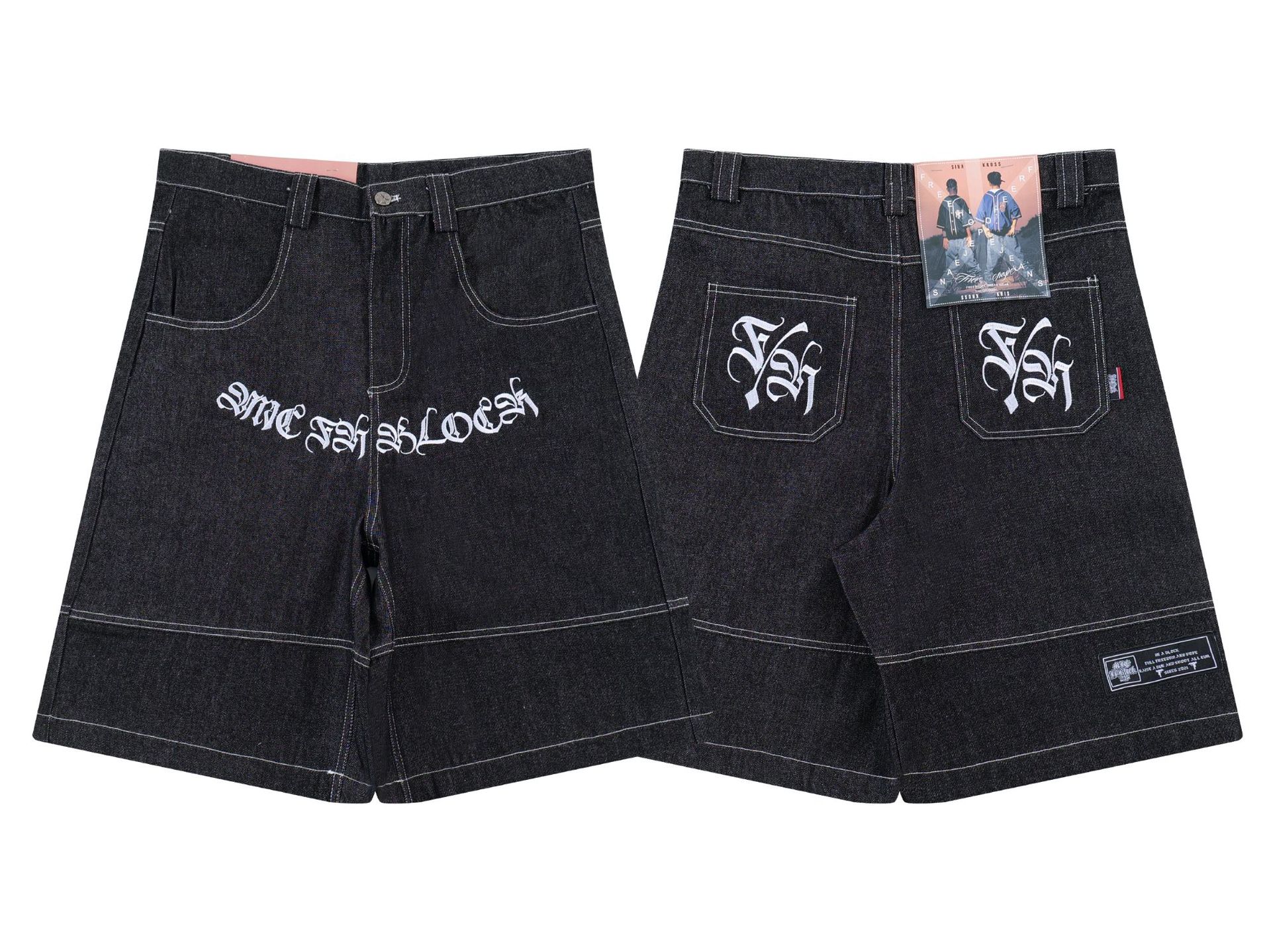 Oversized Jorts Summer Jeans Shorts Men's Wide Leg Baggy Y2K Denim Shorts