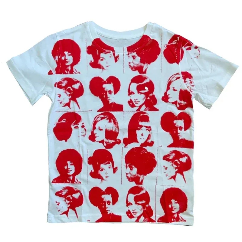 Maxct 90s Vintage Portrait Graphic Print T-shirt Harajuku Crop Top Y2K Aesthetic Summer Slim Fit Tees Tops Women Streetwear Gothic