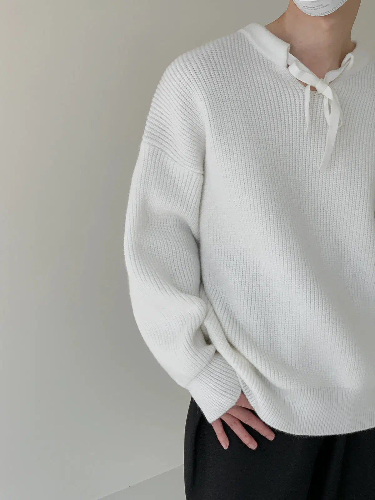 Maxct Lace-up Knitted Pullover Sweater