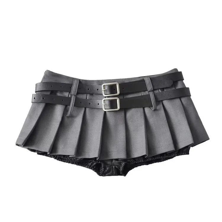 Y2K Double-Belt Extreme Micro Skirt Maxct
