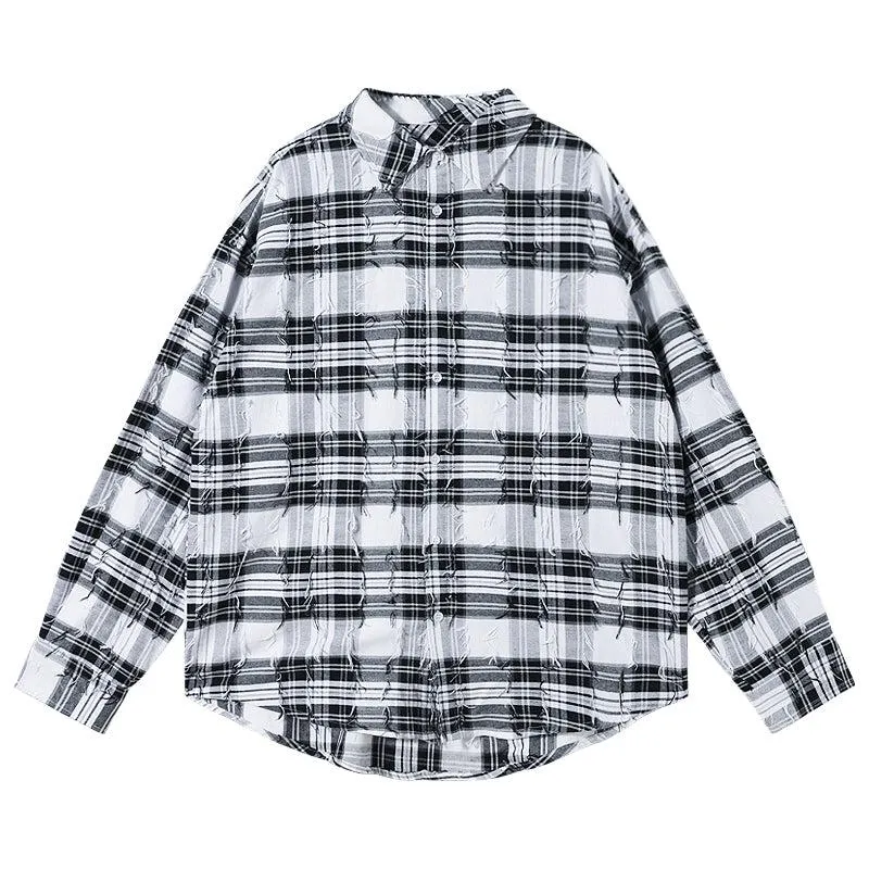 Maxct Fringed Plaid Shirt Jacket