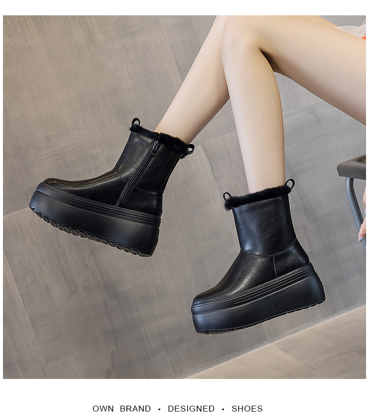 8cm Warm Microfiber Boots for Women - true-deals-club