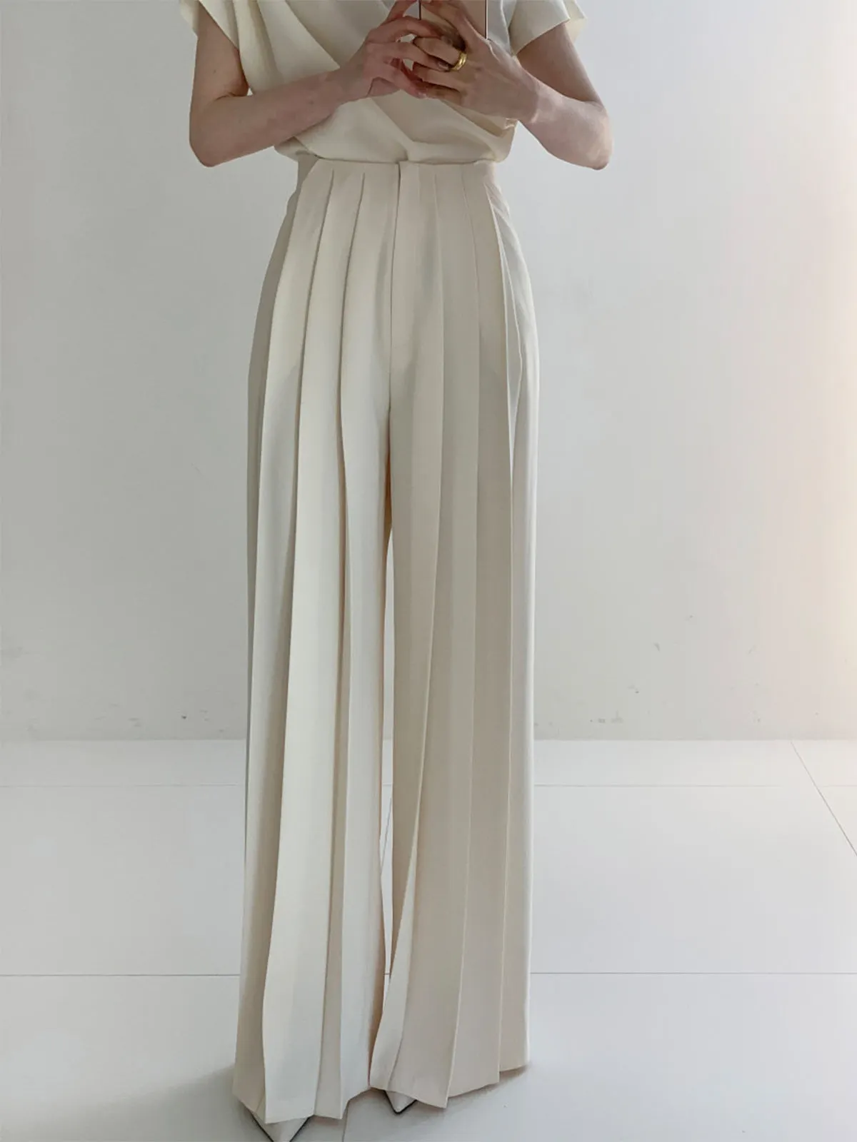 Maxct Pleated High Waist Wide Leg Pants