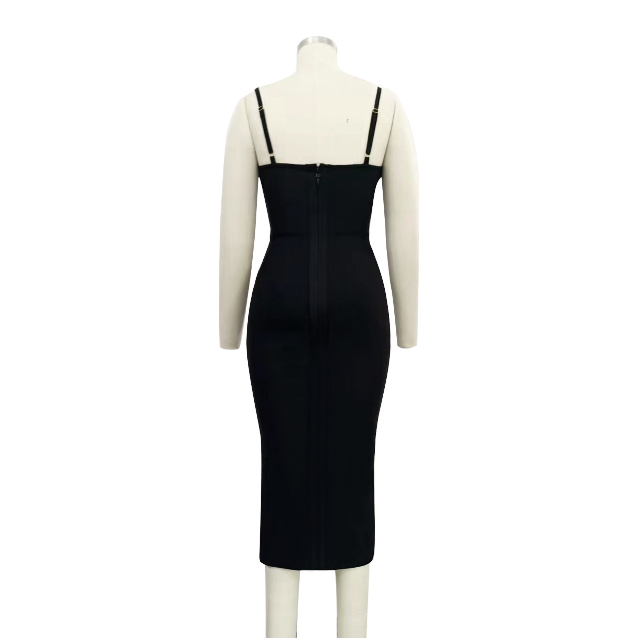 Women's Bandage Thai Strap Rhinestone Split Bandage Dress Sexy Banquet Dress
