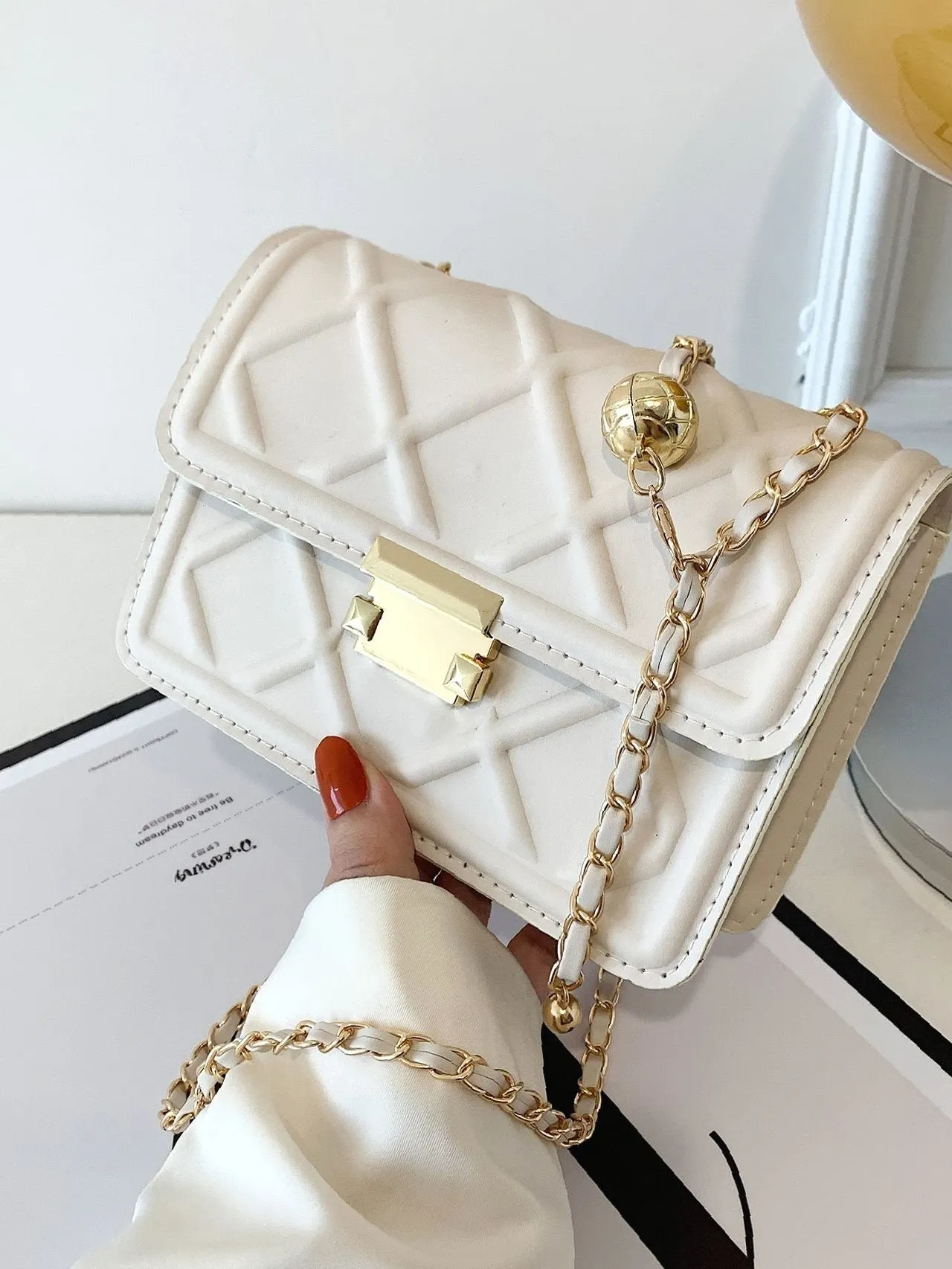 Bag For Love - Minimalist Textured Flap Square Bag  - Women Maxct Bags