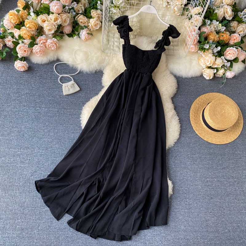 High Waist Slash Neck Women Long Dress Elegant Big Swing A-line Vestidos Verano Vintage Green/Red Party Robe For Female