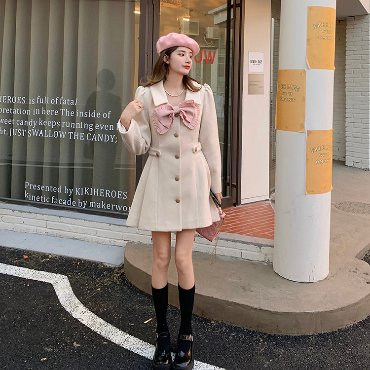 Sweet Bow Dress Coat Maxct