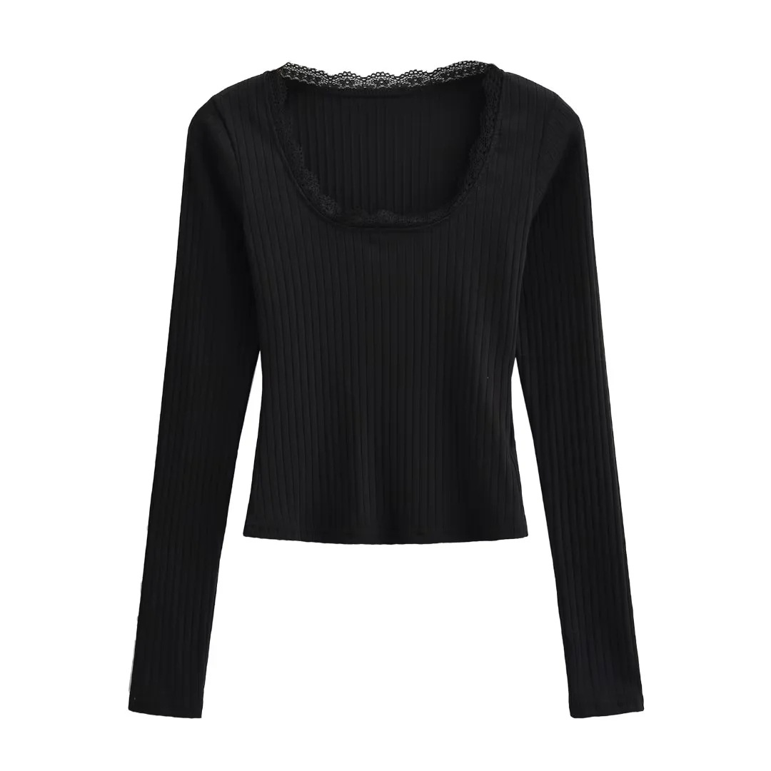Maxct winter outfits men Spring Hot Girl High Waist Short Inner Lace T-shirt Slim Slimming Pit Stretch Bottoming Shirt