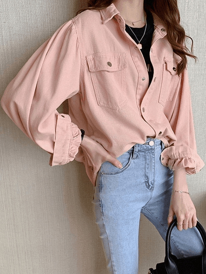 Maxct Pleated Oversized Long Sleeve Blouse