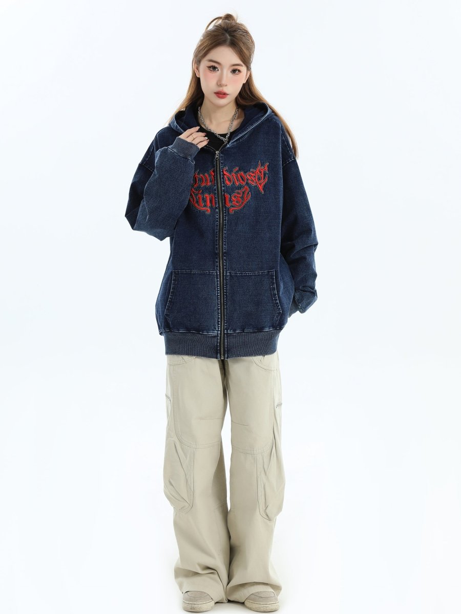 Maxct [Insstudios] Gothic Letter Logo Denim Jacket Na1631