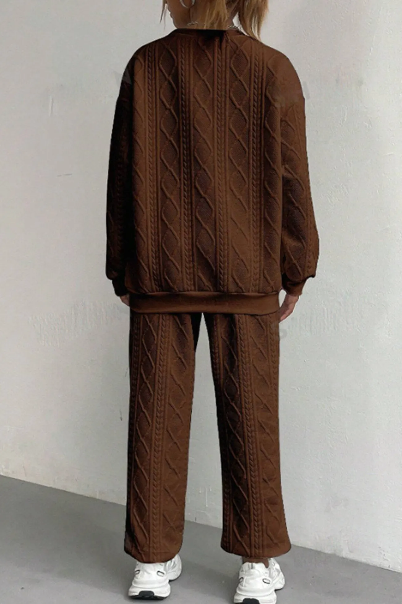 Maxct Cable Knit Crew Neck Sweatshirt Set