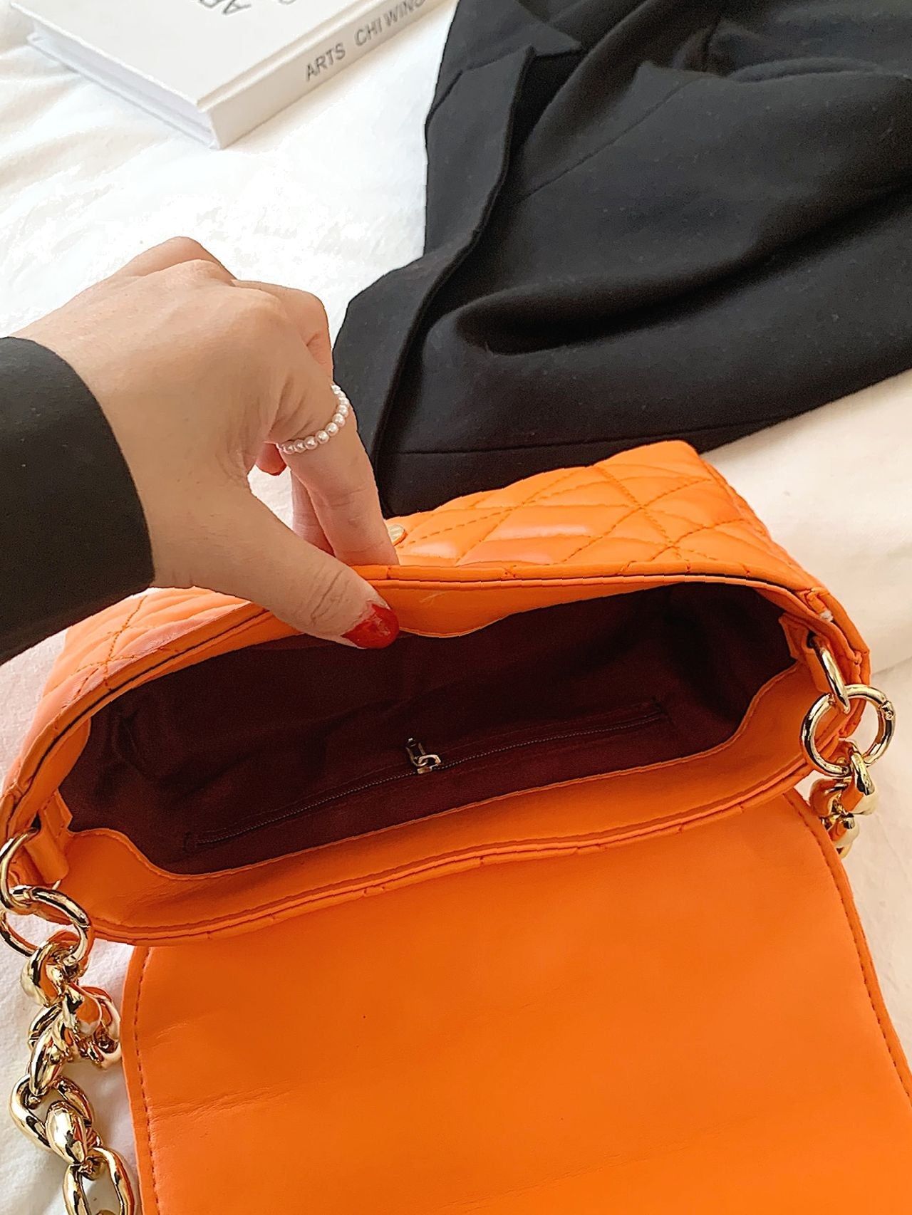 Bag For Love - Minimalist Quilted Flap Square Bag - Women Maxct Bags