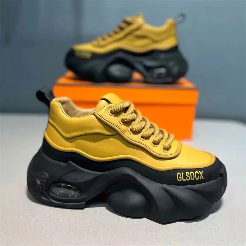 Microfiber Leather Upper Increased Platform Stylish Sneakers Maxct
