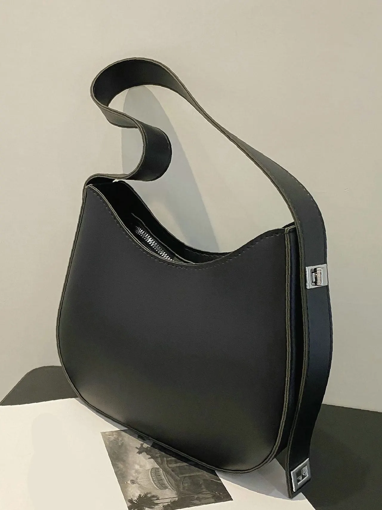 Bag For Love - Minimalist Metal Decor Baguette Bag  - Women Maxct Bags