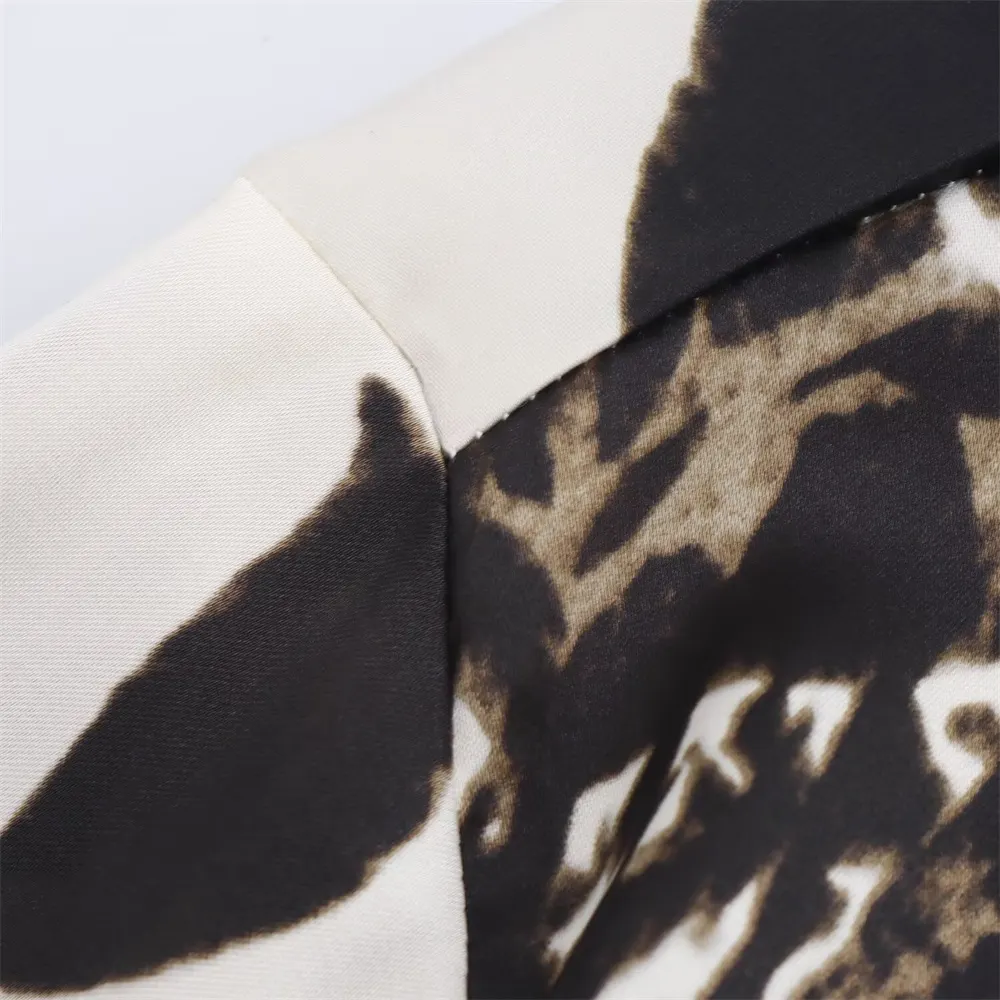 Autumn New Product Women's Casual Versatile Flower Printed Silk Texture Long Sleeve Collar Shirt