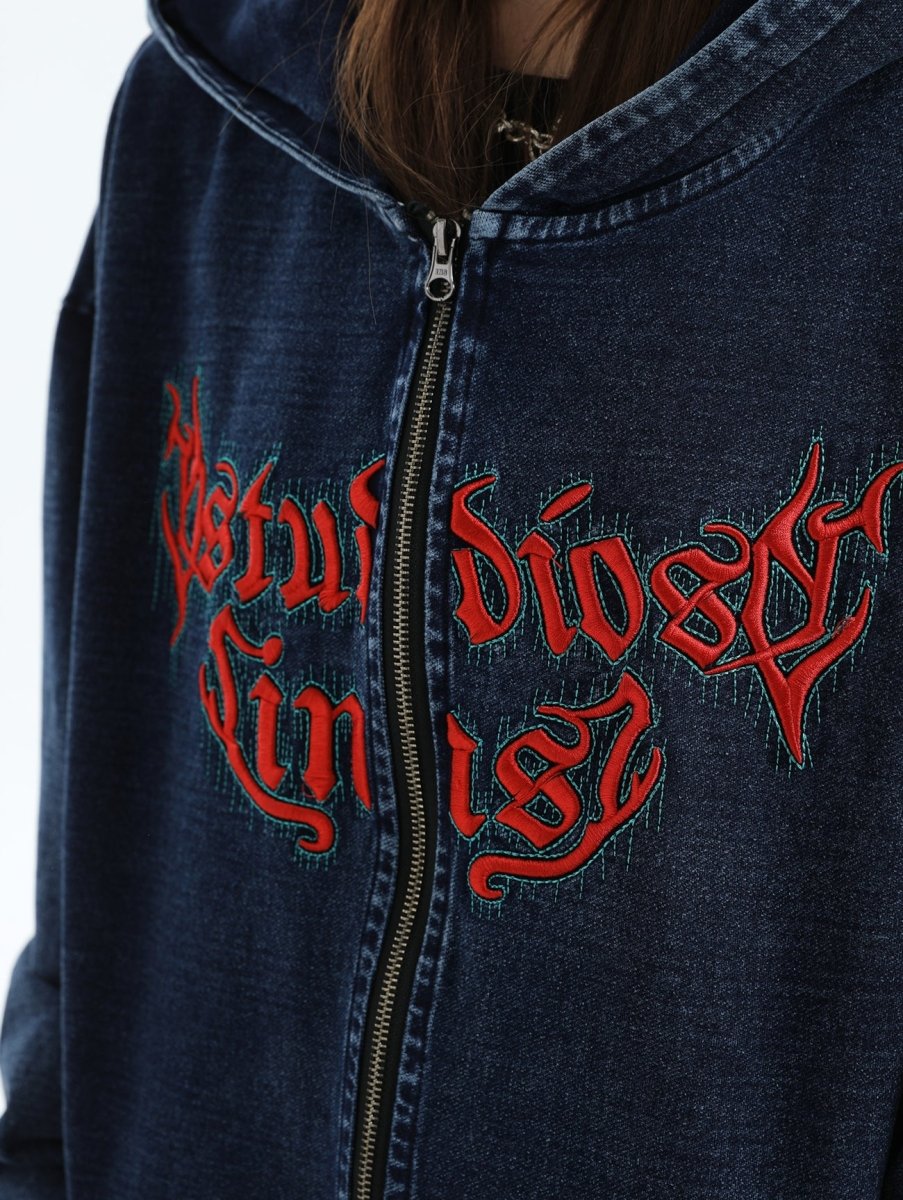 Maxct [Insstudios] Gothic Letter Logo Denim Jacket Na1631
