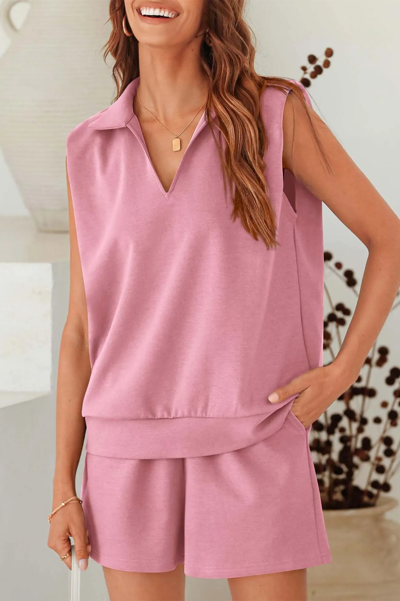 Maxct Sleeveless Sweatshirt Shorts Two Piece Set - Image 14