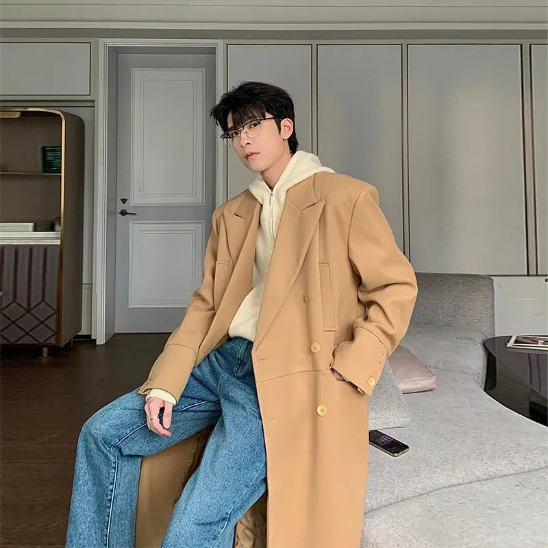Maxct Long Double-breasted Woolen Coat