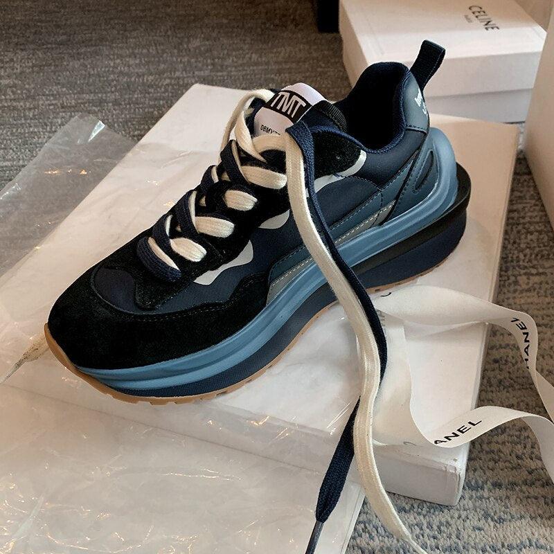 Platform Leather Sneakers for Women Maxct