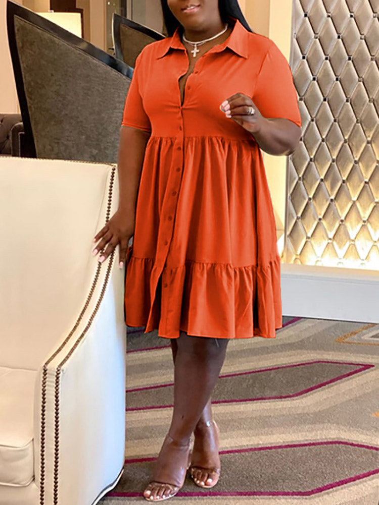 Casual Solid Button Shirt Dresses Maxct