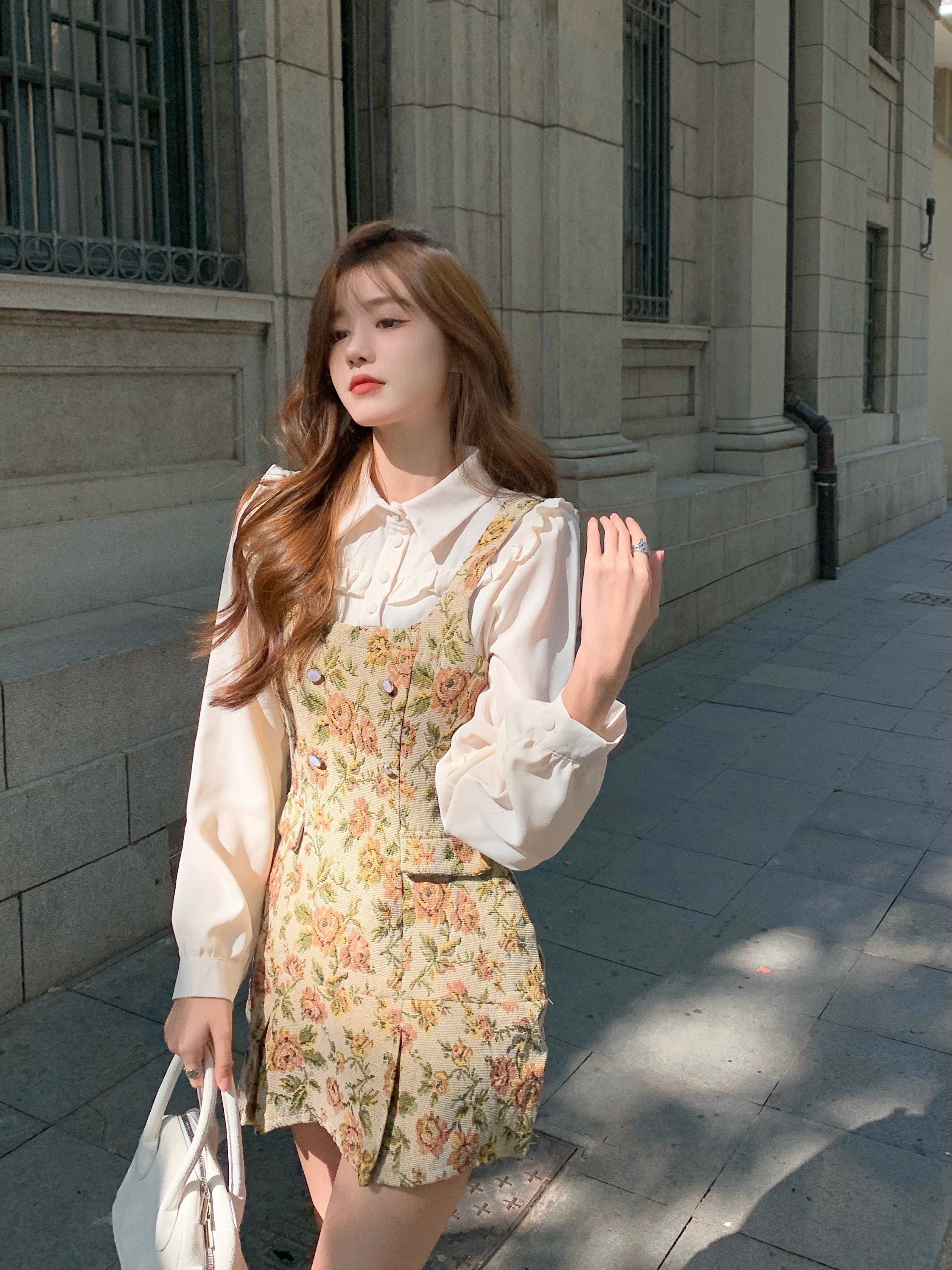 Rustic Floral Twofer Dress Maxct