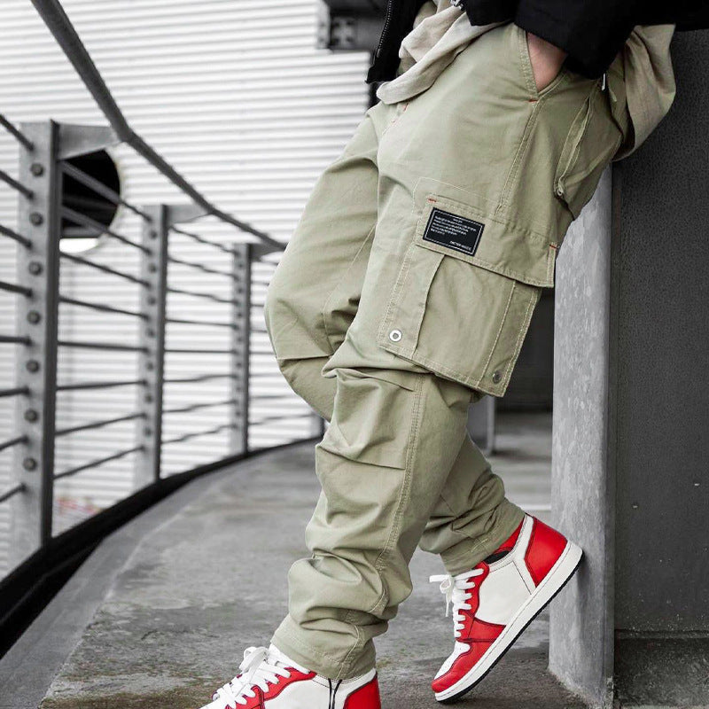 Maxct popular summer new men's  New woven fabric bundle multi-pocket solid color casual pants tooling trousers