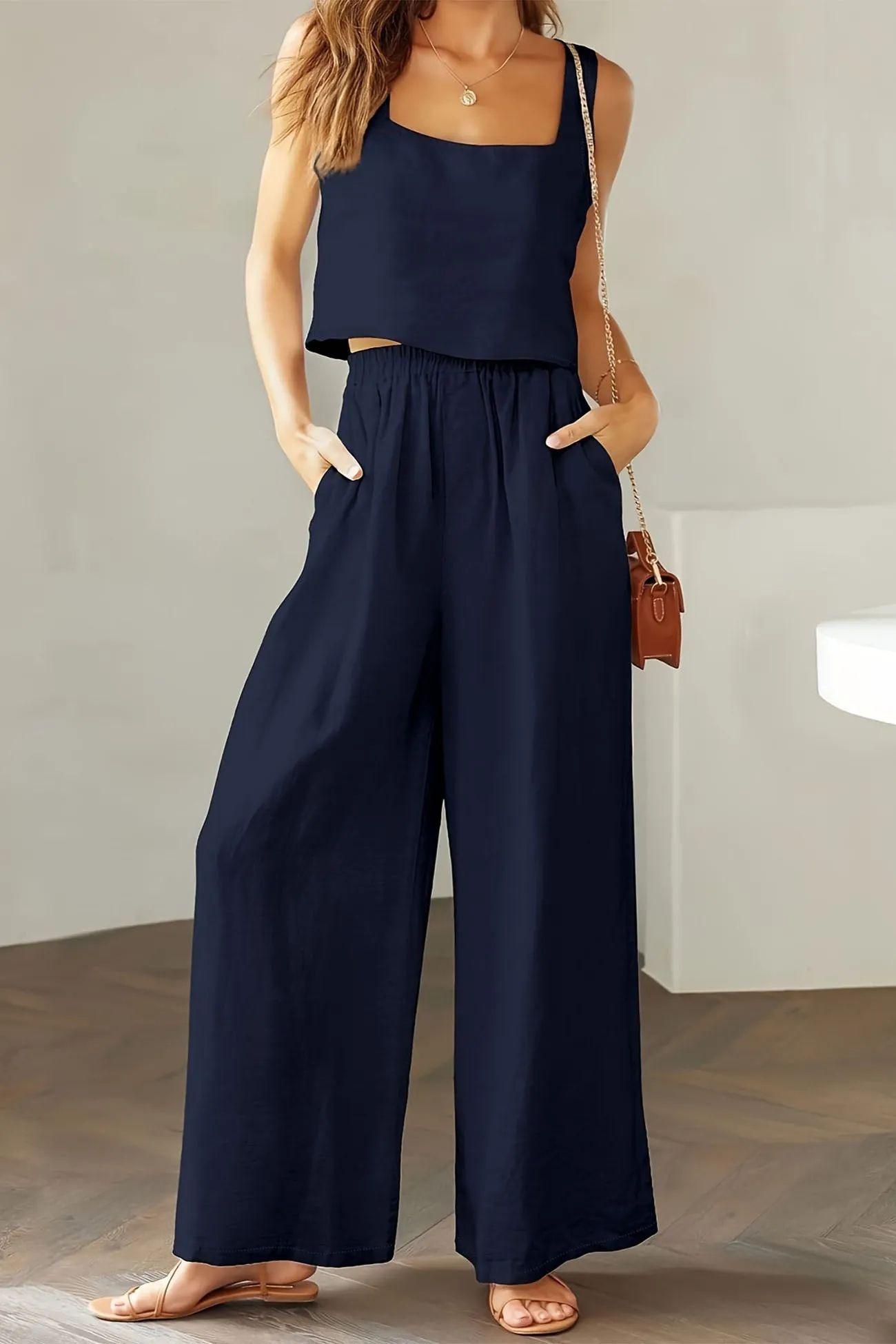 Maxct Square Neck Tank Top Long Pants Set