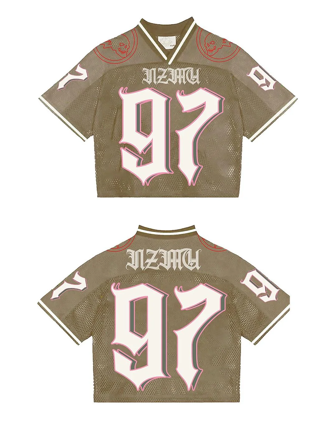 Maxct American Harajuku Trendy Y2K English Printed Baseball Sports Short-sleeved Men's Loose Casual Street T-shirt Football Jersey