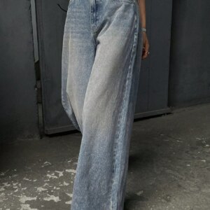 Maxct Women's Casual Loose-Fit Wide Leg Denim Pants With Pockets For Everyday/Travel
