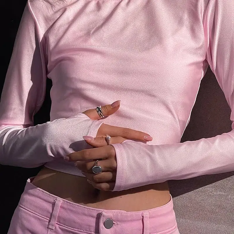 Maxct &Soft Girl Candy Pink Metallic Top