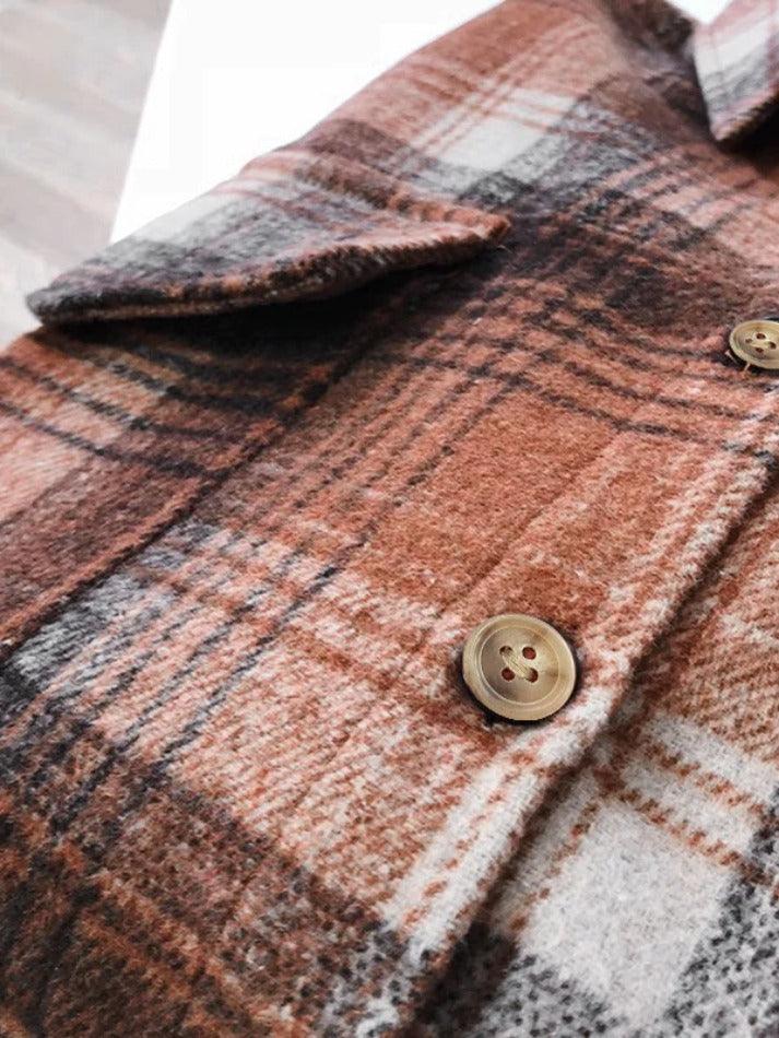 Maxct Vintage Plaid Brushed Long Sleeve Blouse