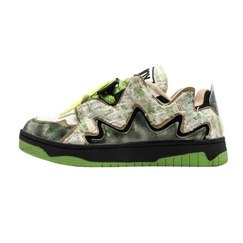 Broken Style Camo Print Green Sneakers Maxct