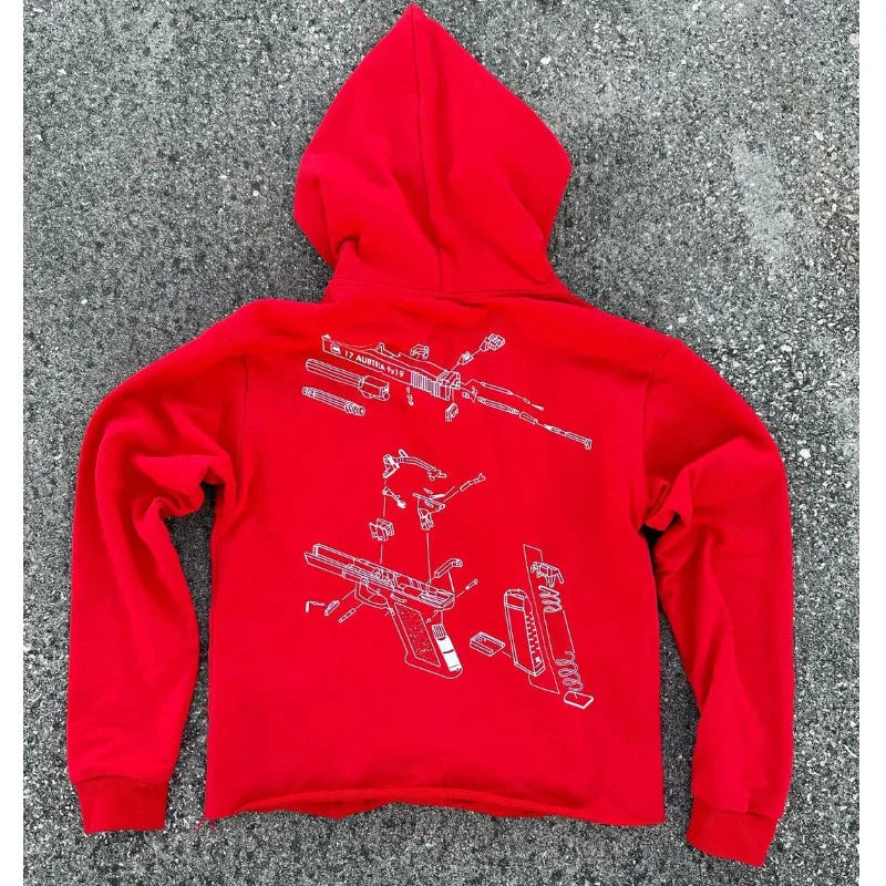 Maxct Y2k Women's Hoodie Long Sleeve Pullover Oversize Streetwear Personalized Pattern Sweatshirt Vintage High Street Punk Top Clothes