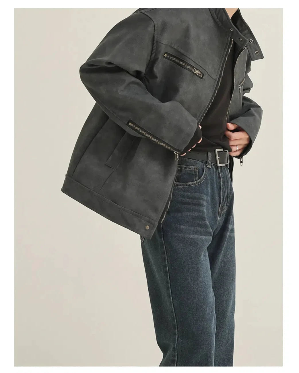Maxct Zip Up Matte Leather Jacket