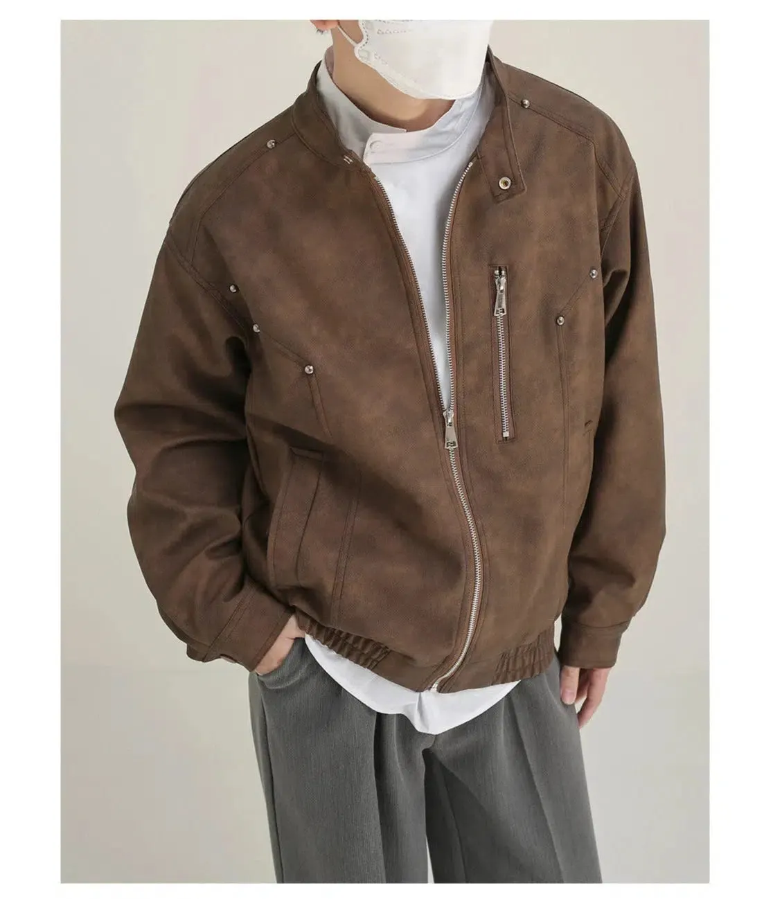 Maxct Retro Matte Leather Rivet Jacket