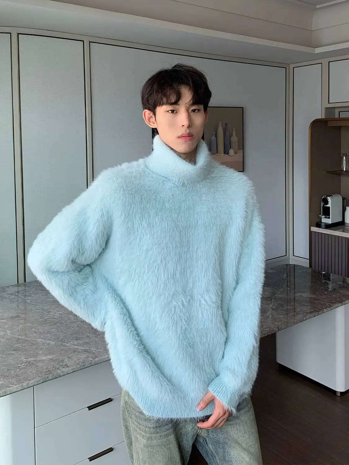 Maxct Furry Faux Mink Turtleneck Sweater