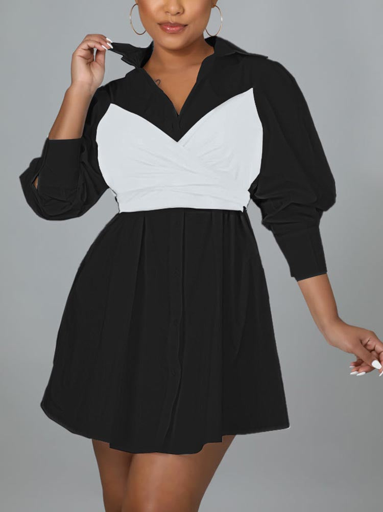 Lace Up Bow Shirt Mini Dress Maxct