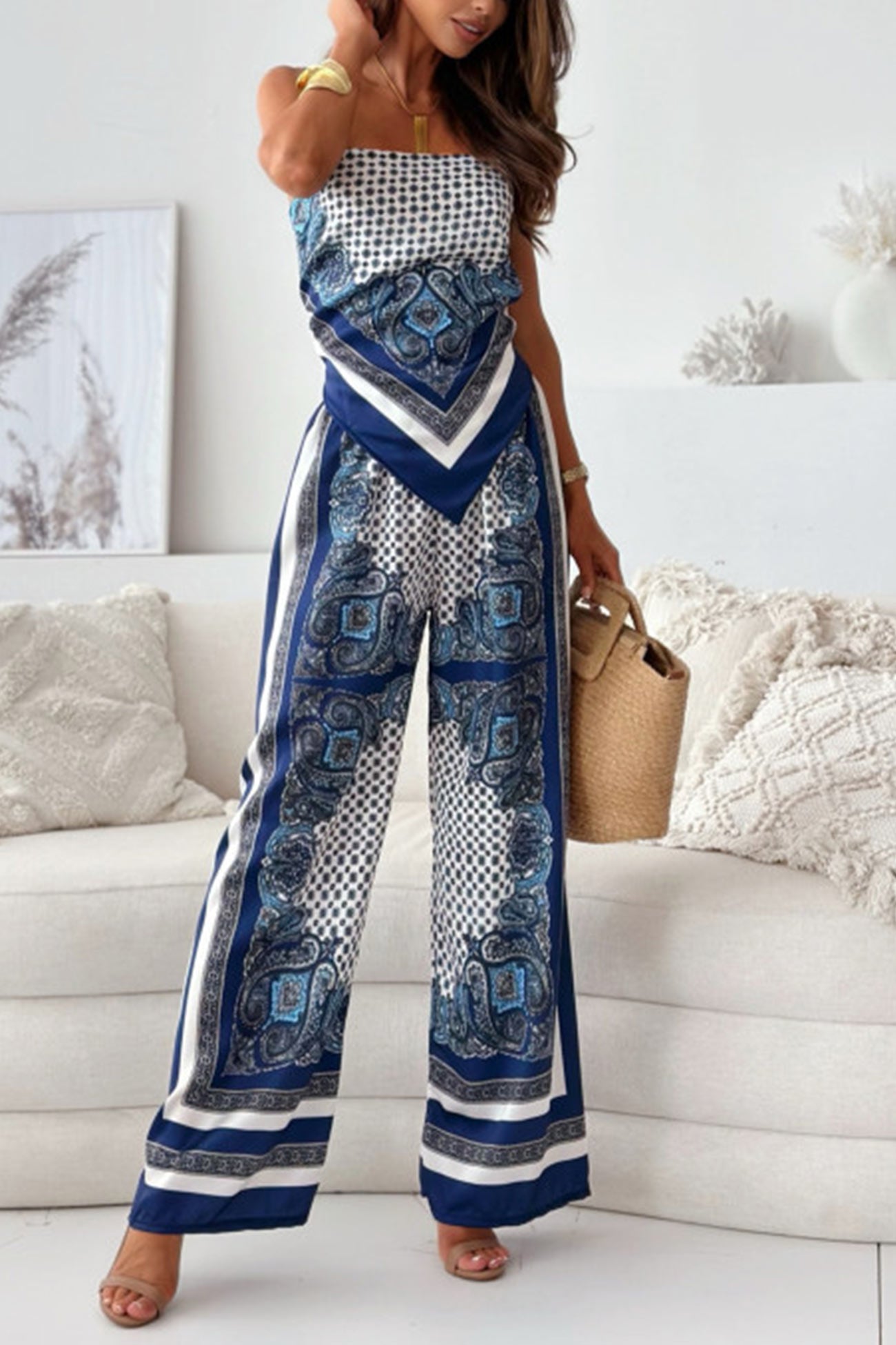 Maxct Printed Tie-back Cami Long Pants Set