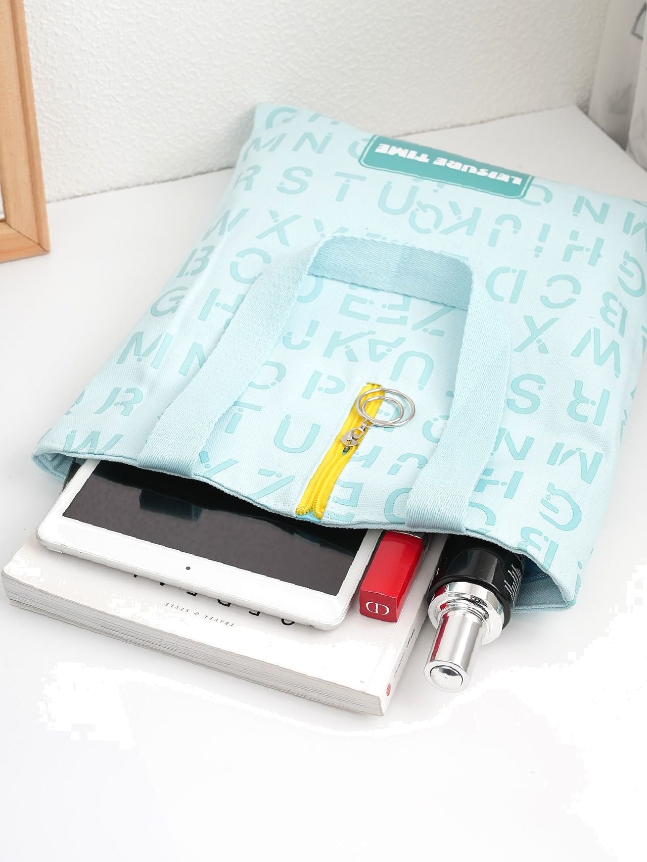 Maxct - Letter Graphic O-ring Zipper Front Shoulder Tote Bag  - Women Tote Bags