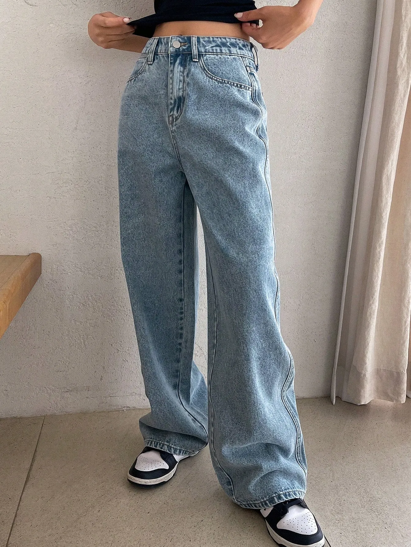 Maxct Women's Casual Loose Fit Wide Leg Denim Pants With Pockets, Ideal For Daily And Travel