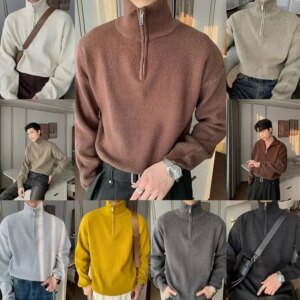 Maxct Pleated Half-zip Turtleneck Sweater