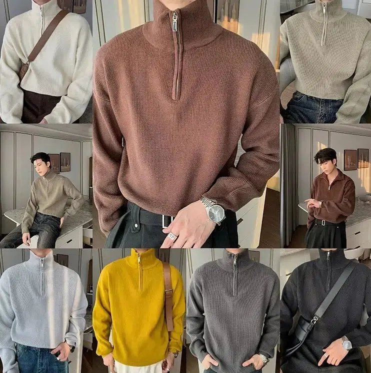 Maxct Pleated Half-zip Turtleneck Sweater