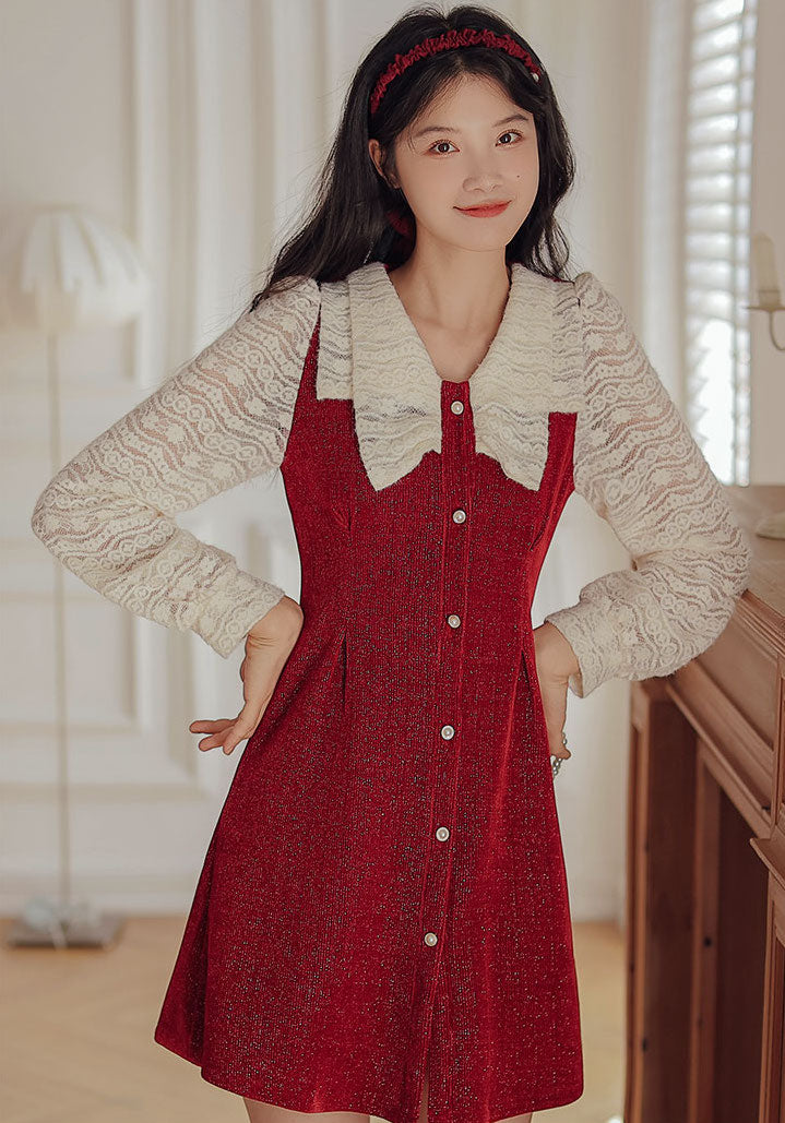 Lace Bow Sweater Dress Maxct