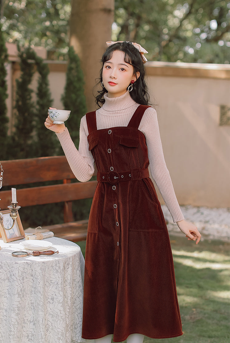 Corduroy Button Up Midi Dress Maxct