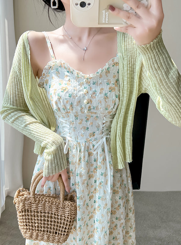May Flowers Lace Up Cami Dress Maxct
