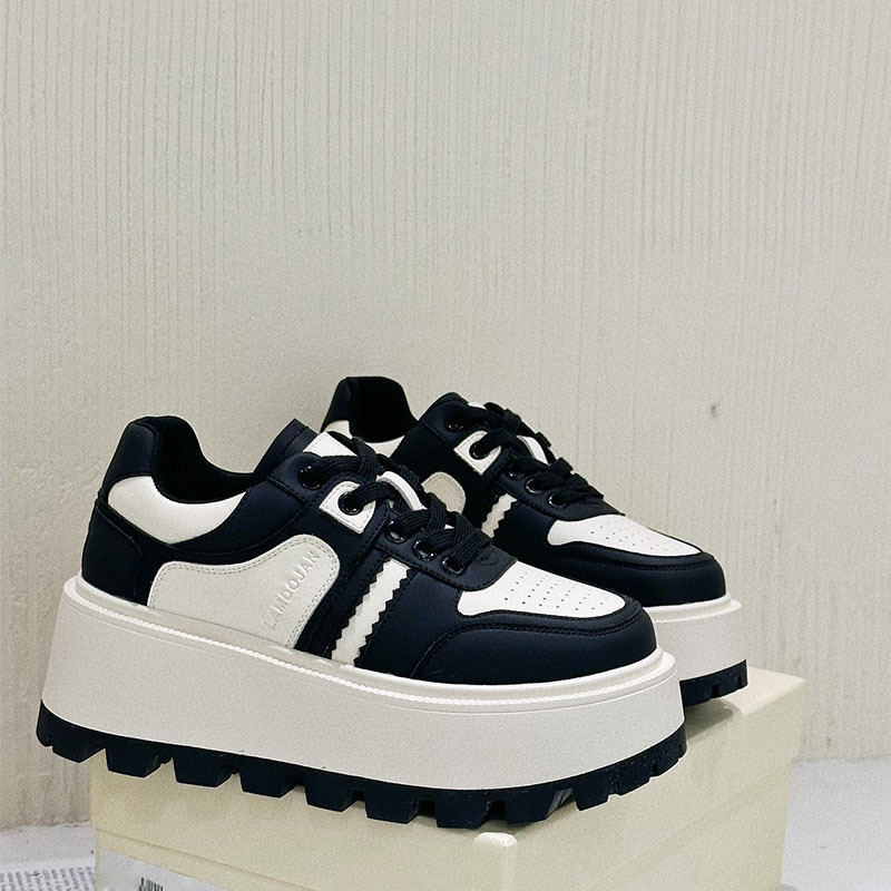 6cm Genuine Leather Women's Platform Sneakers - true deals club