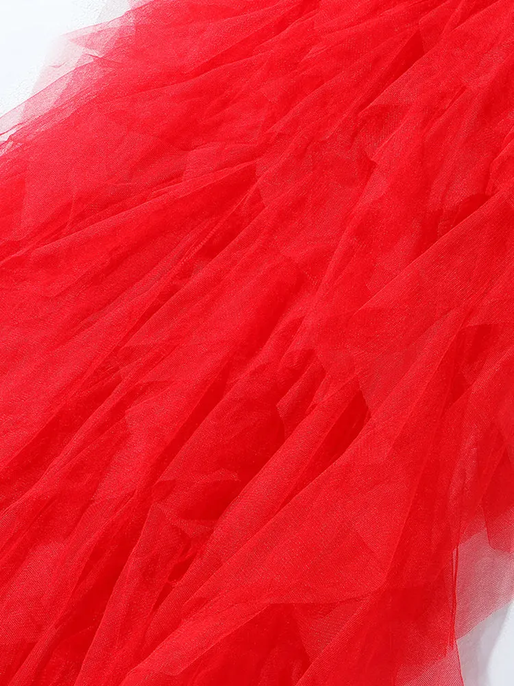 Lace Slit Tulle Dress Maxct