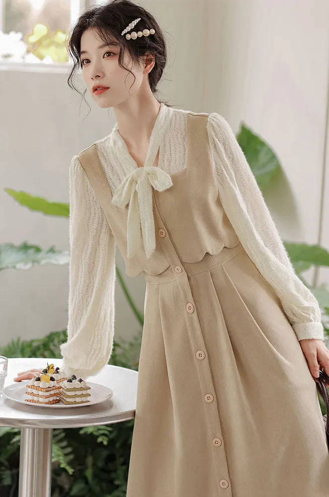 Scallop Button Up Twofer Dress Maxct