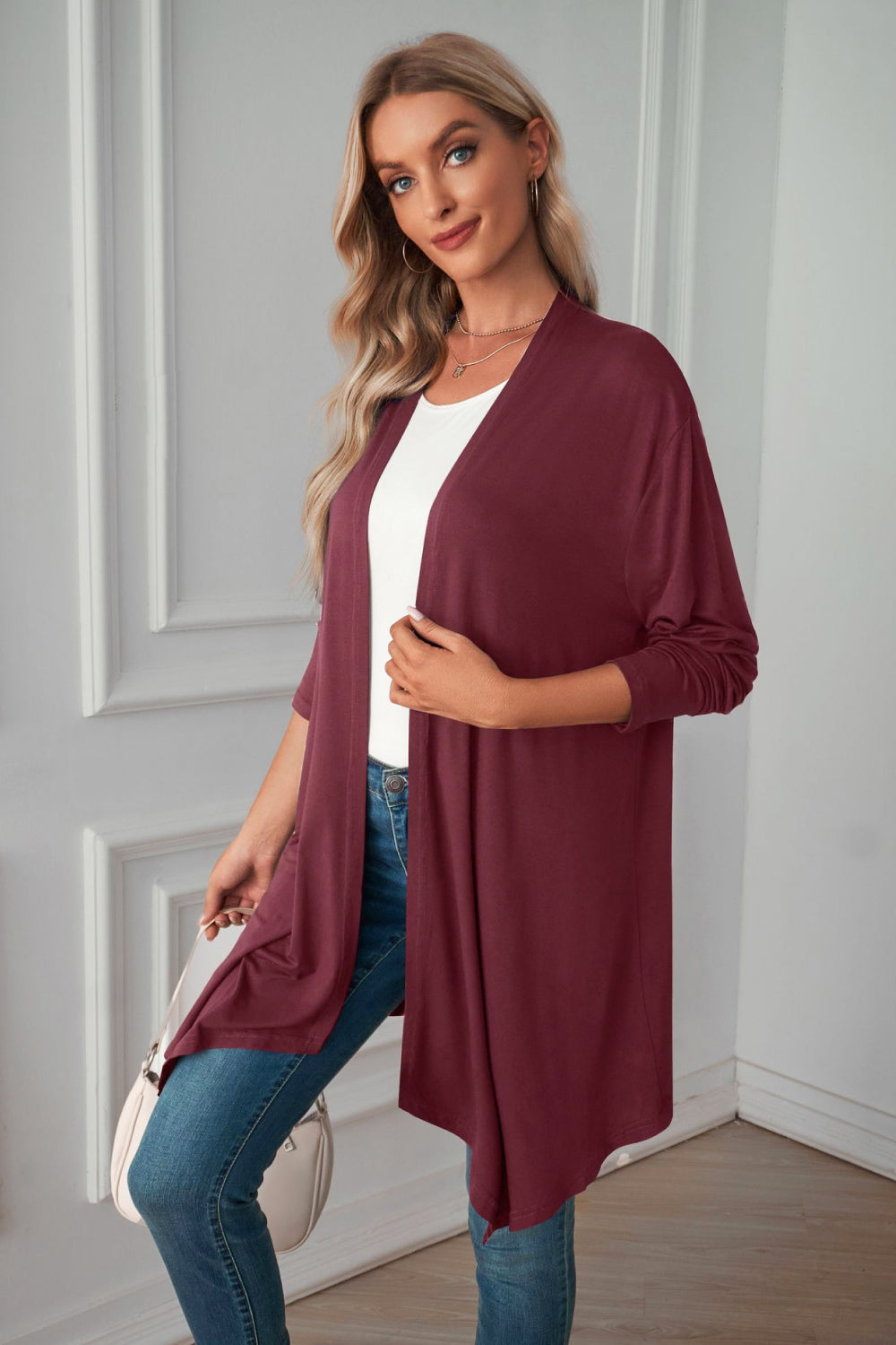 Maxct &Open Front Long Sleeve Cardigan