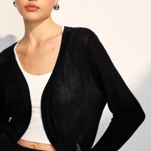 Maxct-Fall Casual Outfits Bat Sleeve Hollow Cardigan